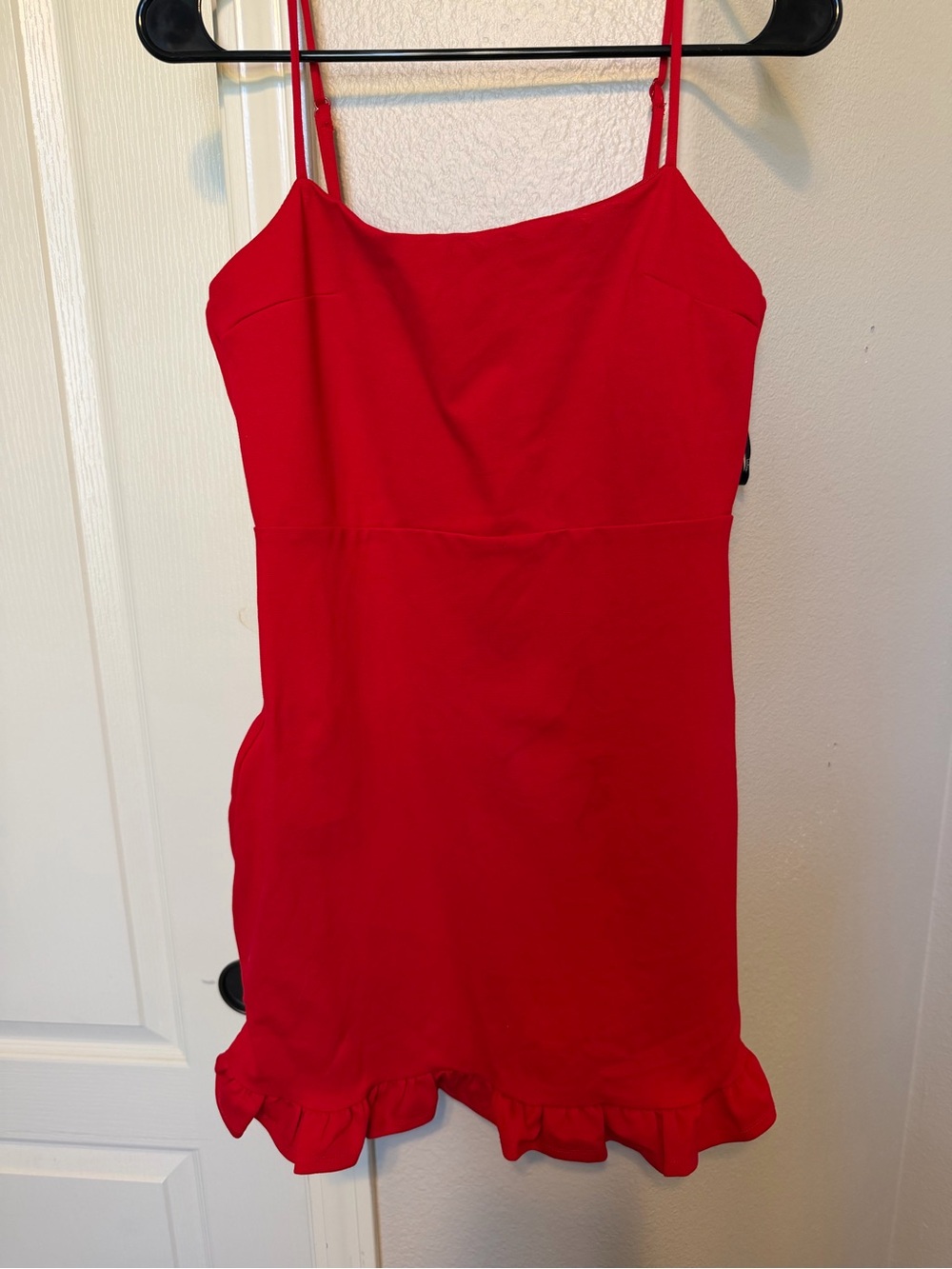 Lulu's Red Spaghetti-Strap Ruffle-Hem Mini Dress - Picture 3 of 5